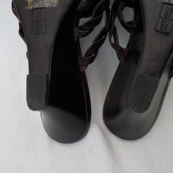 Like New GNW Flex Braided Slide Wedge Sandals Leather Upper Choc Brown SZ 8.5 M - Picture 9 of 12